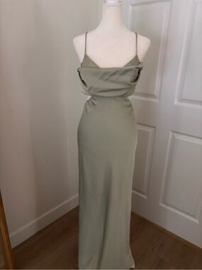 Beginning Boutique Sage Green Cowl Neck Maxi Dress